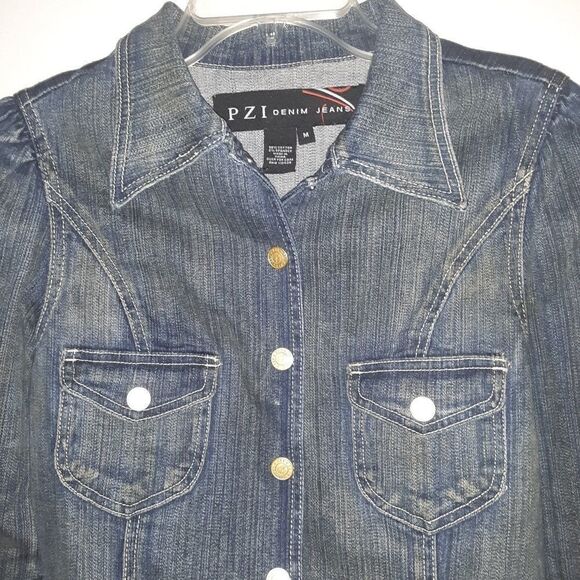 PZI Denim Blue Jean Jacket Size Medium - Picture 2 of 8